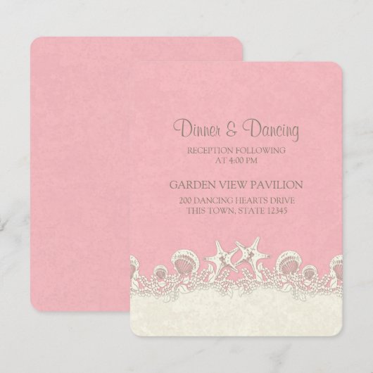 Zand en Sterren Roze Strand Ontvangstkaart Informatiekaartje (Voorkant / Achterkant)