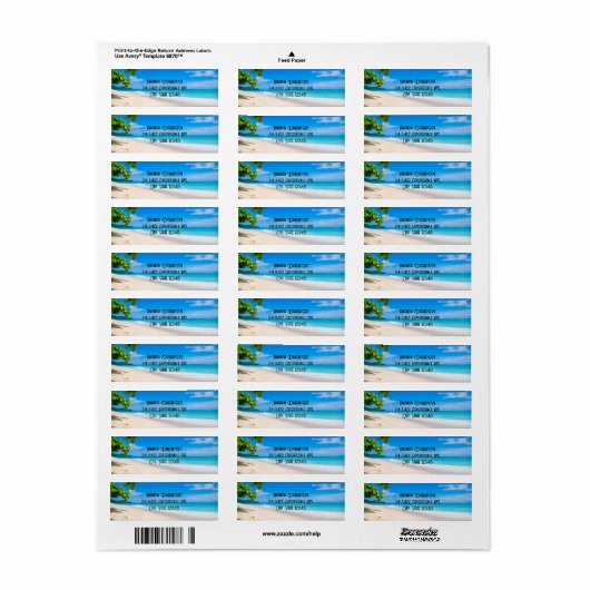 Zand en Surf Tropical Beach Etiket (Full Sheet)