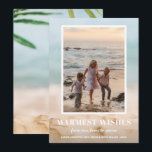 Zand en Zee Beach Feestdagenkaart<br><div class="desc">Deel uw favoriete foto van de vakantie op het strand of warme weerfoto met onze wazige zand en zeeen kerstfeestkaart met uw bericht in chic white text. Selecteer Steen voor zwaarste papieren en high definition voor de beste afdrukkwaliteit.</div>