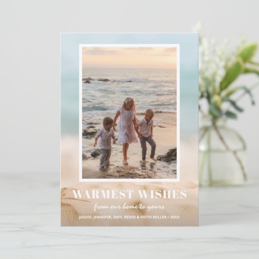 Zand en Zee Beach Feestdagenkaart (Staand voorkant)