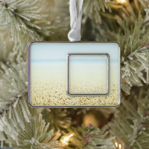 Zand en Zee Calm Coastal Verzilverd Omlijst Ornament