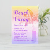 Zand en Zee Palm Beach Getaway Uitnodiging (Staand voorkant)