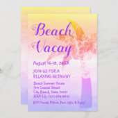 Zand en Zee Palm Beach Getaway Uitnodiging (Voorkant / Achterkant)