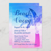 Zand en Zee Palm Tree Beach Getaway Uitnodiging (Voorkant / Achterkant)