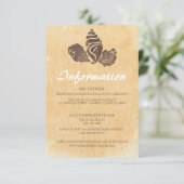 Zand en zee schelpen / strand bruiloft informatie  informatiekaartje (Staand voorkant)