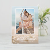 Zand en Zee Strand Foto Mele Kalikimaka  Feestdagenkaart (Staand voorkant)