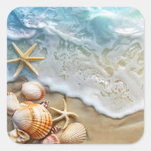 Zand en Zee Vierkante Sticker (Voorkant)