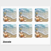 Zand en Zee Vierkante Sticker (Vel)