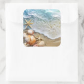 Zand en Zee Vierkante Sticker (Tas)