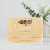 Zand- en zeeschelpen/Beach Wedding RSVP-kaarten RSVP Kaartje (Staand voorkant)