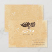 Zand- en zeeschelpen/strand bruiloft RSVP Kaartje (Voorkant / Achterkant)