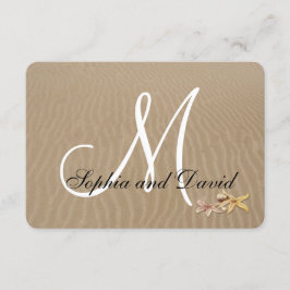 Zand en Zeesterren Strand Bruiloft RSVP Monogram Kaartje