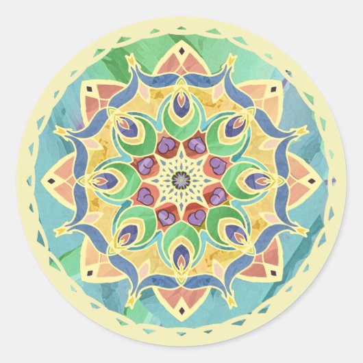 Zand en Zijde Vredespastel Mandala Sticker (Voorkant)