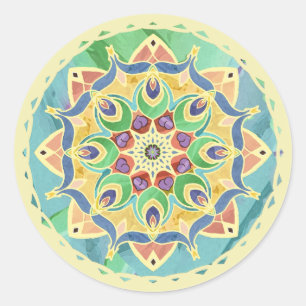 Zand en Zijde Vredespastel Mandala Sticker