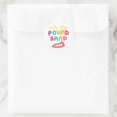Zand happen ronde sticker (Tas)
