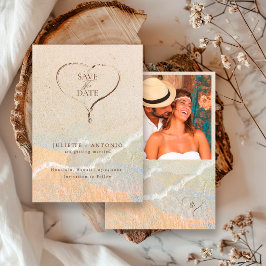 Zand Hart Boho Rustieke Strand Bestemming Trouwdag Save The Date