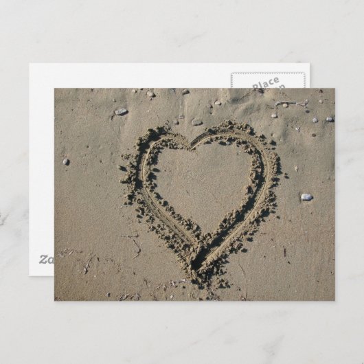 Zand hart briefkaart (Voorkant / Achterkant)