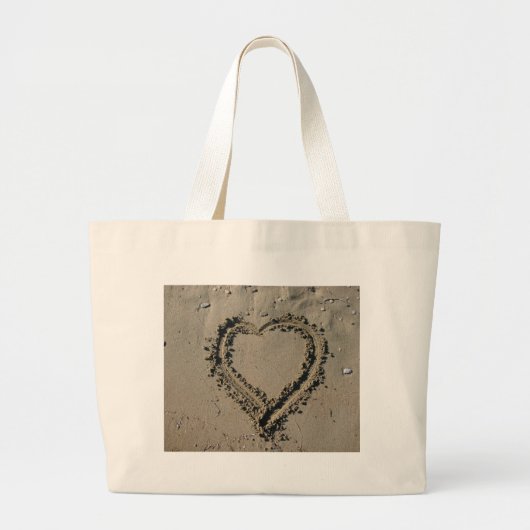 Zand hart grote tote bag (Voorkant)