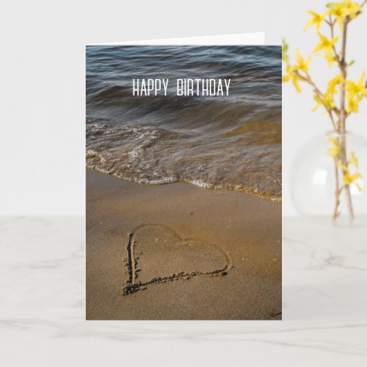 Zand Hart minimale liefde Kaart (Gele Bloem)