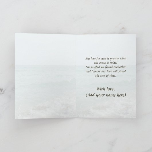 Zand hart op strand Aangepast Jubileum Kaart (Binnen)