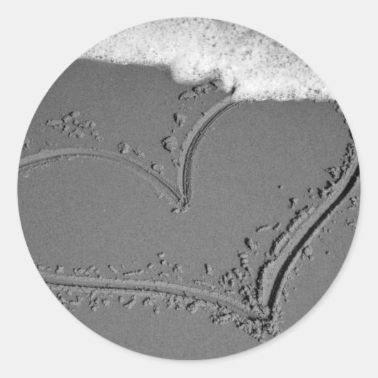 Zand hart ronde sticker (Voorkant)