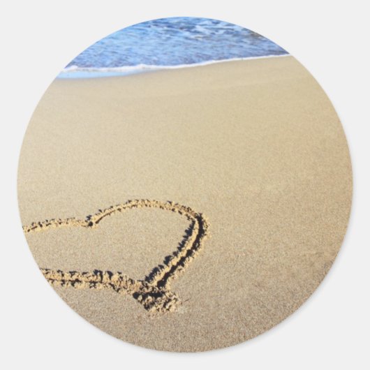 Zand hart ronde sticker (Voorkant)