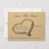 Zand Hart Save the Date Aankondigingskaart Kaart (Voorkant)