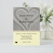 Zand Hart Trouwreceptie Kaart Strand (Staand voorkant)