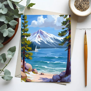 Zand Haven Strand Lake Tahoe Schilderij Briefkaart