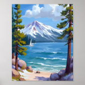 Zand Haven Strand Lake Tahoe Schilderij Poster (Voorkant)