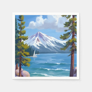 Zand Haven Strand Lake Tahoe Schildering Servet