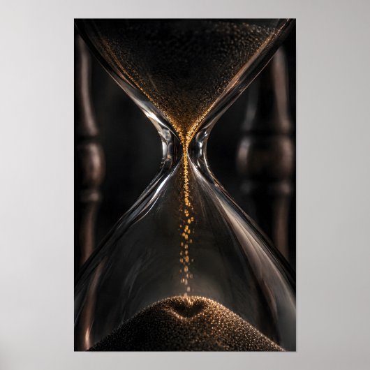 Zand in hartvorm in een zandloper poster (Voorkant)