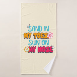 Zand in mijn tenen, zon op mijn neus badhanddoek