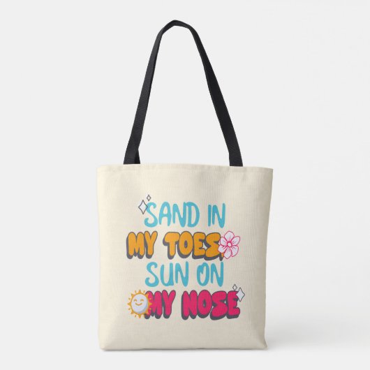 Zand in mijn tenen, zon op mijn neus tote bag (Achterkant)