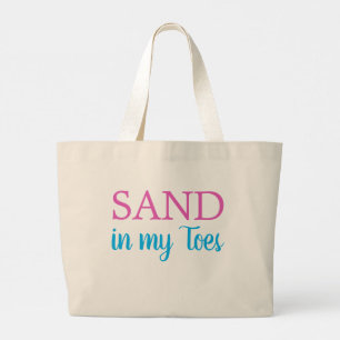 Zand in mijn Toes Cute Ocean Beach Grote Tote Bag