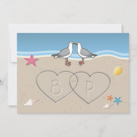 Zand Initialen Beach Thlewweddenschappen Kaart (Voorkant)