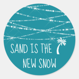 Zand is de Nieuwe Sneeuw Tropische Palm | BLAUWGRO Ronde Sticker