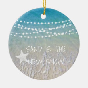 Zand is de nieuwe sneeuwbalkerstversiering keramisch ornament