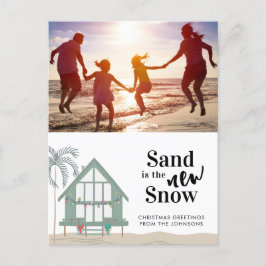 Zand is de nieuwe sneeuwfotokerst feestdagenkaart