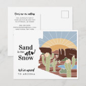 Zand is het Nieuwe Nieuwe Adres van SneeuwArizona Aankondigingskaart (Voorkant / Achterkant)