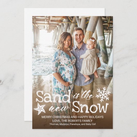 Zand is het Nieuwe Sneeuw Strand Kerstmis Feestdagenkaart (Voorkant / Achterkant)