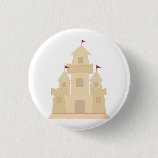 Zand Kasteel Ronde Button 3,2 Cm (Voorkant)