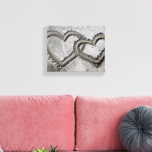 Zand Liefde Harten Verpakt Canvas Afdruk (Insitu (Woonkamer))