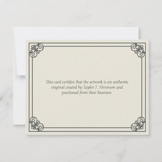 Zand  Lijst Certificaat van echtheid (Achterkant)