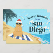 ZAND MAN BIJ DE BEACH CHRISTMAS-ILLUSTRATIE FEESTDAGENKAART (Voorkant / Achterkant)