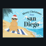 ZAND MAN BIJ DE BEACH CHRISTMAS-ILLUSTRATIE FEESTDAGENKAART<br><div class="desc">Koel kerstschilderij met een man van zand op een strand en het citaat "Merry Kerstmas from San Diego". Beschikbaar op shirten,  Mokken,  posters,  wenskaarten en meer.</div>