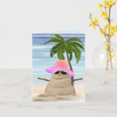 Zand Man met Pet Note Kaart (Gele Bloem)