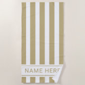 Zand met witte stripe handdoek met Jouw naam (Voorkant)