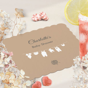 Zand Minimalistische Boho Geslachtsneutrale Babybo Kartonnen Onderzetters