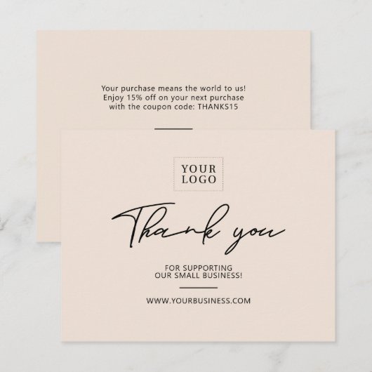 Zand | Moderne briefing voor zakelijk dank Bedankkaart (Voorkant / Achterkant)